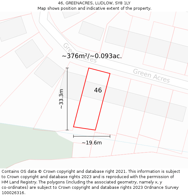 46, GREENACRES, LUDLOW, SY8 1LY: Plot and title map