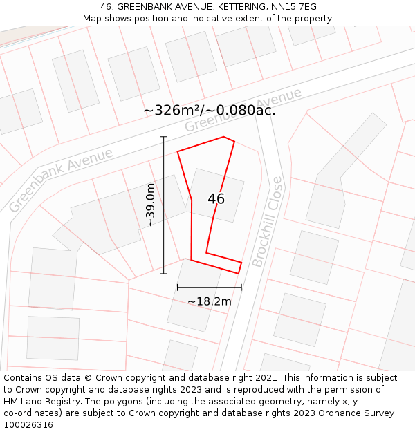 46, GREENBANK AVENUE, KETTERING, NN15 7EG: Plot and title map