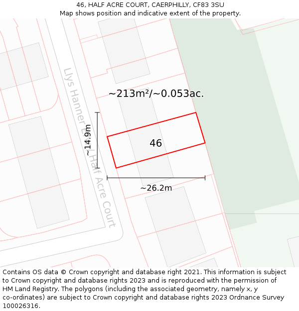 46, HALF ACRE COURT, CAERPHILLY, CF83 3SU: Plot and title map