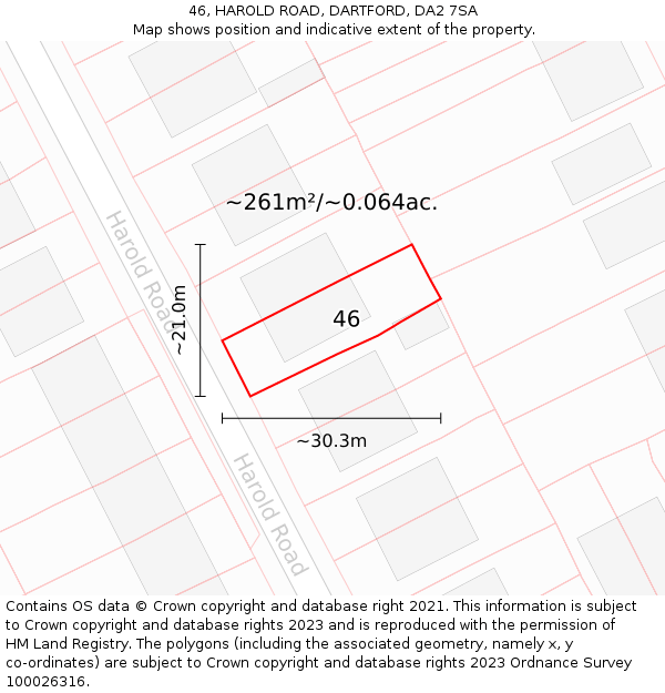 46, HAROLD ROAD, DARTFORD, DA2 7SA: Plot and title map