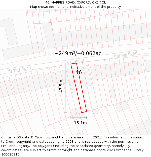 46, HARPES ROAD, OXFORD, OX2 7QL: Plot and title map