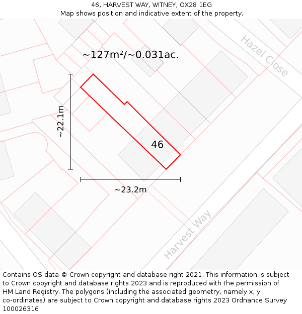 46, HARVEST WAY, WITNEY, OX28 1EG: Plot and title map