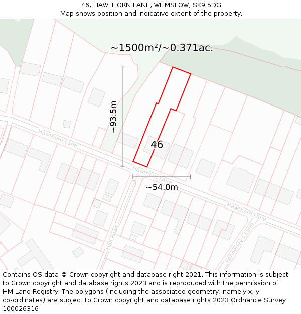 46, HAWTHORN LANE, WILMSLOW, SK9 5DG: Plot and title map