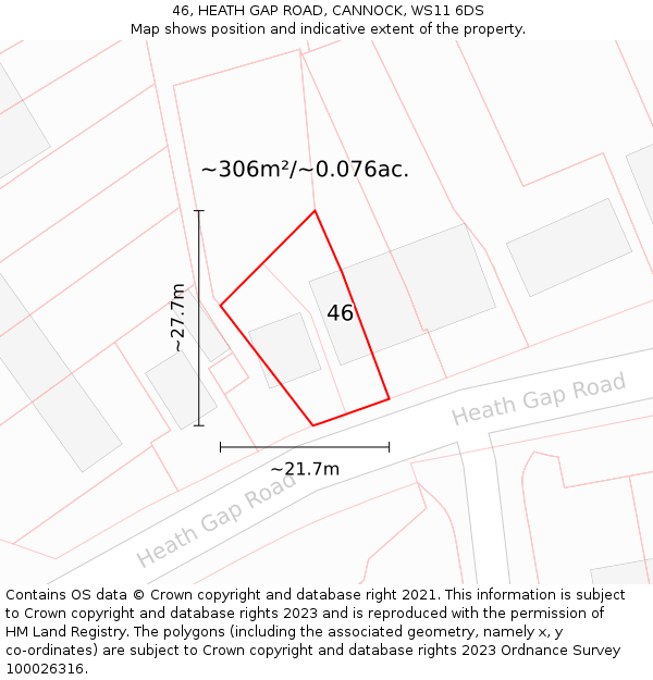 46, HEATH GAP ROAD, CANNOCK, WS11 6DS: Plot and title map