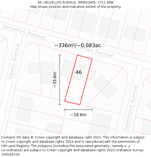 46, HELVELLYN AVENUE, RAMSGATE, CT11 0RW: Plot and title map