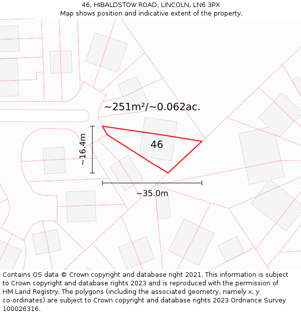 46, HIBALDSTOW ROAD, LINCOLN, LN6 3PX: Plot and title map