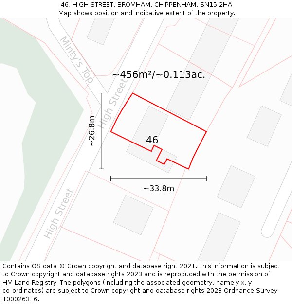 46, HIGH STREET, BROMHAM, CHIPPENHAM, SN15 2HA: Plot and title map