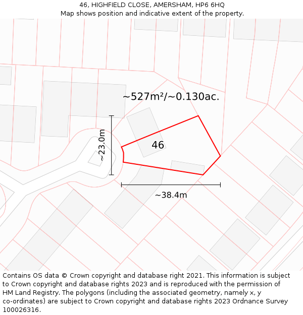 46, HIGHFIELD CLOSE, AMERSHAM, HP6 6HQ: Plot and title map