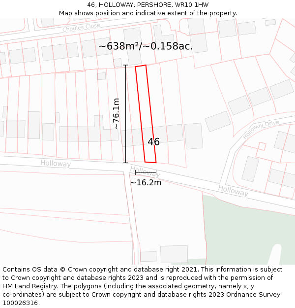 46, HOLLOWAY, PERSHORE, WR10 1HW: Plot and title map