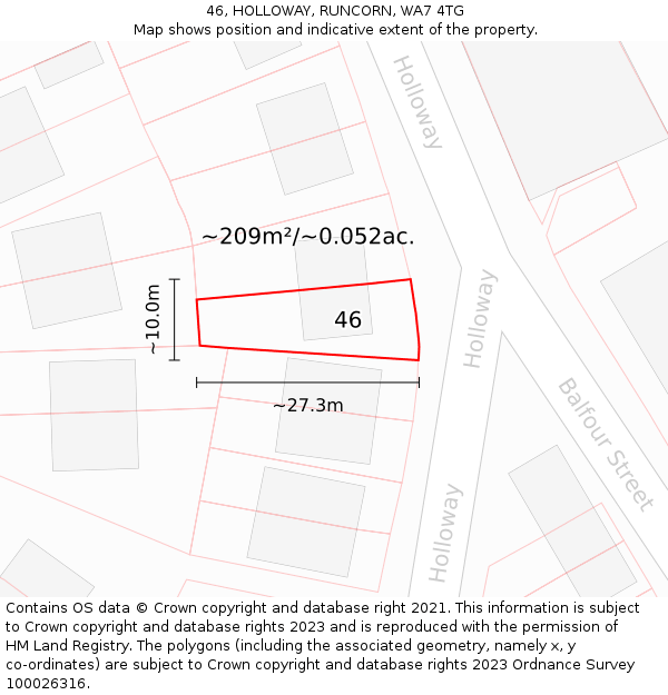 46, HOLLOWAY, RUNCORN, WA7 4TG: Plot and title map