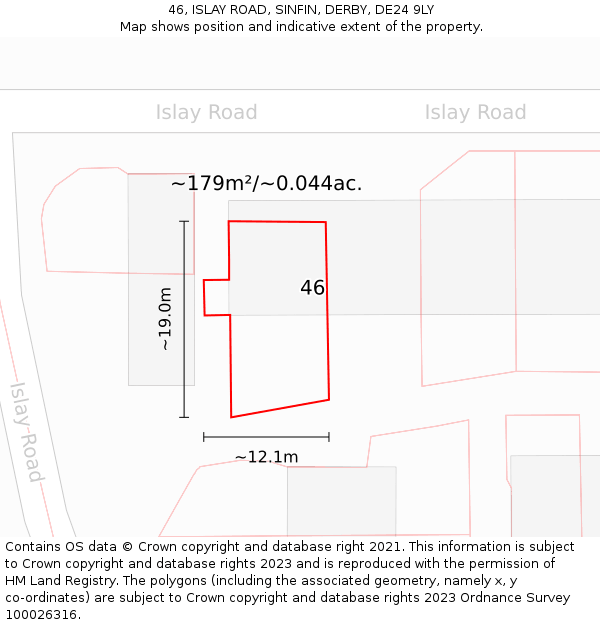 46, ISLAY ROAD, SINFIN, DERBY, DE24 9LY: Plot and title map