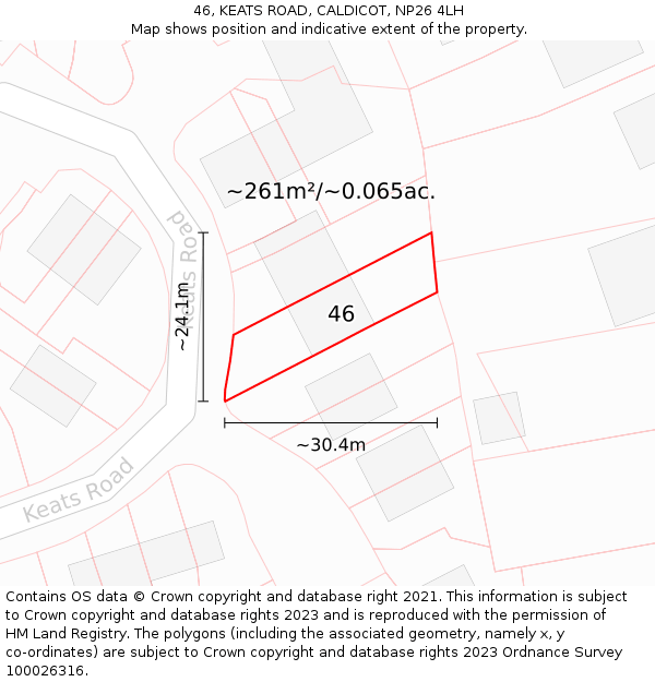 46, KEATS ROAD, CALDICOT, NP26 4LH: Plot and title map