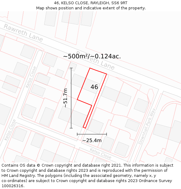 46, KELSO CLOSE, RAYLEIGH, SS6 9RT: Plot and title map