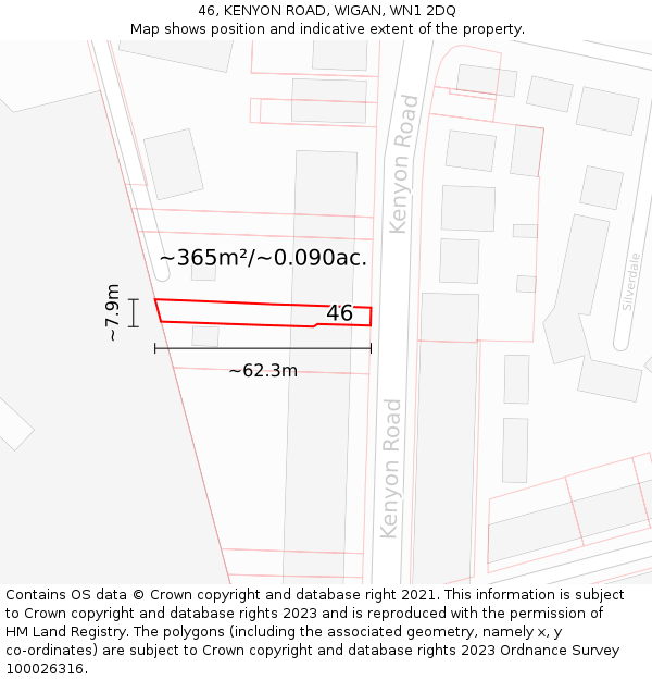 46, KENYON ROAD, WIGAN, WN1 2DQ: Plot and title map