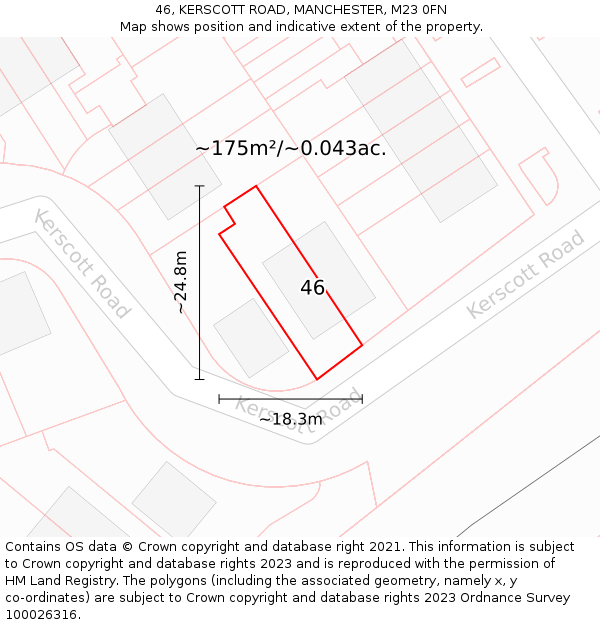 46, KERSCOTT ROAD, MANCHESTER, M23 0FN: Plot and title map