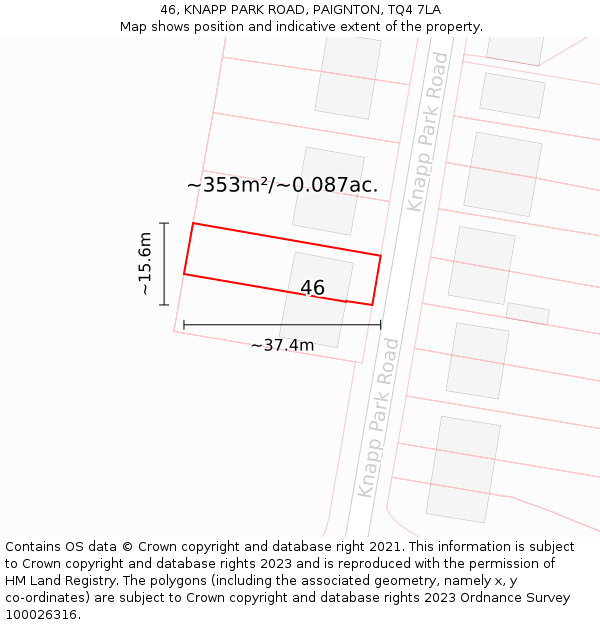 46, KNAPP PARK ROAD, PAIGNTON, TQ4 7LA: Plot and title map