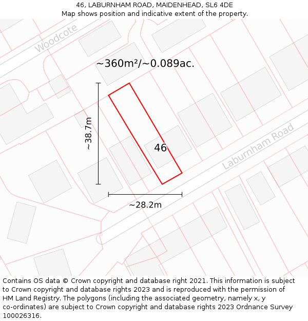 46, LABURNHAM ROAD, MAIDENHEAD, SL6 4DE: Plot and title map