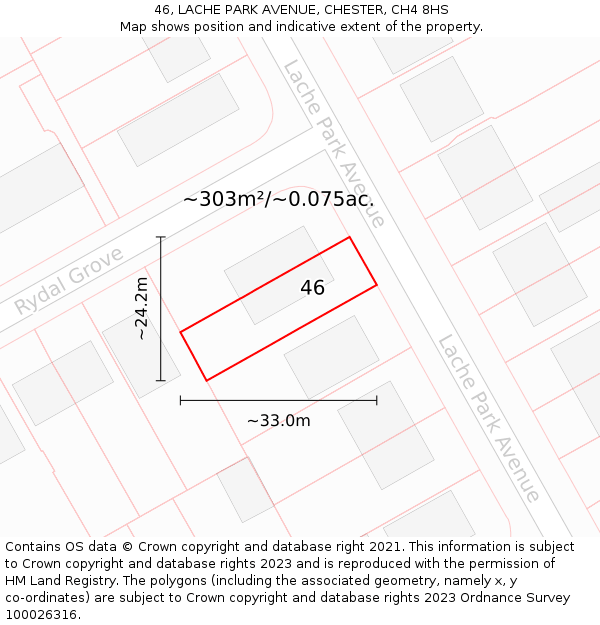 46, LACHE PARK AVENUE, CHESTER, CH4 8HS: Plot and title map