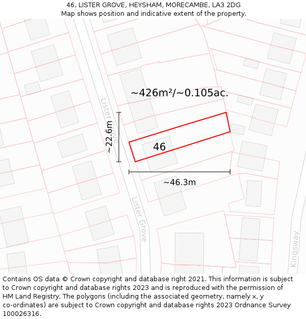 46, LISTER GROVE, HEYSHAM, MORECAMBE, LA3 2DG: Plot and title map