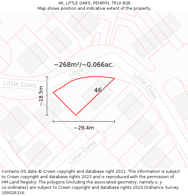 46, LITTLE OAKS, PENRYN, TR10 8QE: Plot and title map