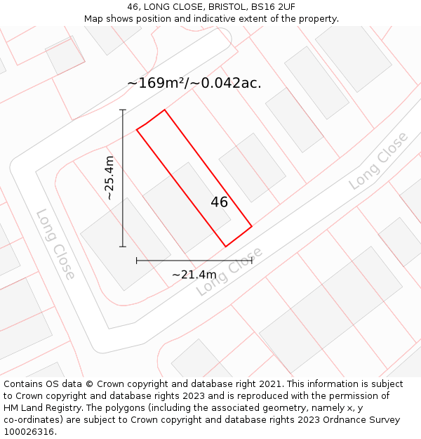 46, LONG CLOSE, BRISTOL, BS16 2UF: Plot and title map