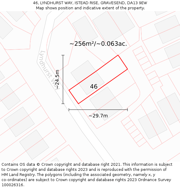 46, LYNDHURST WAY, ISTEAD RISE, GRAVESEND, DA13 9EW: Plot and title map