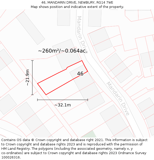 46, MANDARIN DRIVE, NEWBURY, RG14 7WE: Plot and title map