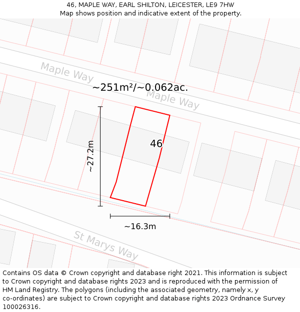 46, MAPLE WAY, EARL SHILTON, LEICESTER, LE9 7HW: Plot and title map