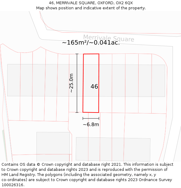 46, MERRIVALE SQUARE, OXFORD, OX2 6QX: Plot and title map