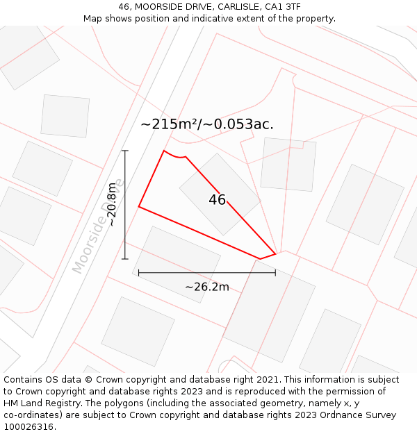 46, MOORSIDE DRIVE, CARLISLE, CA1 3TF: Plot and title map