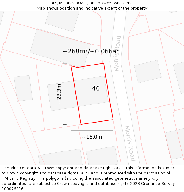 46, MORRIS ROAD, BROADWAY, WR12 7RE: Plot and title map