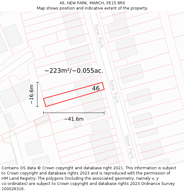 46, NEW PARK, MARCH, PE15 8RS: Plot and title map