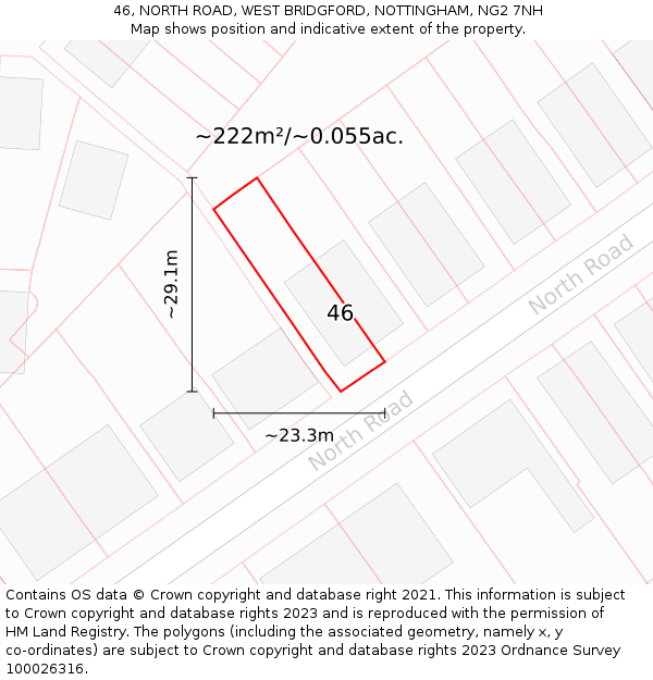 46, NORTH ROAD, WEST BRIDGFORD, NOTTINGHAM, NG2 7NH: Plot and title map