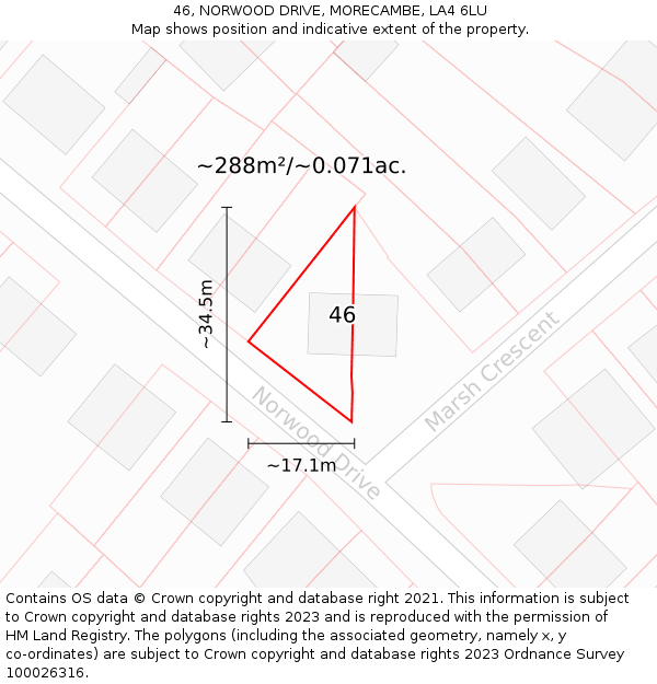 46, NORWOOD DRIVE, MORECAMBE, LA4 6LU: Plot and title map