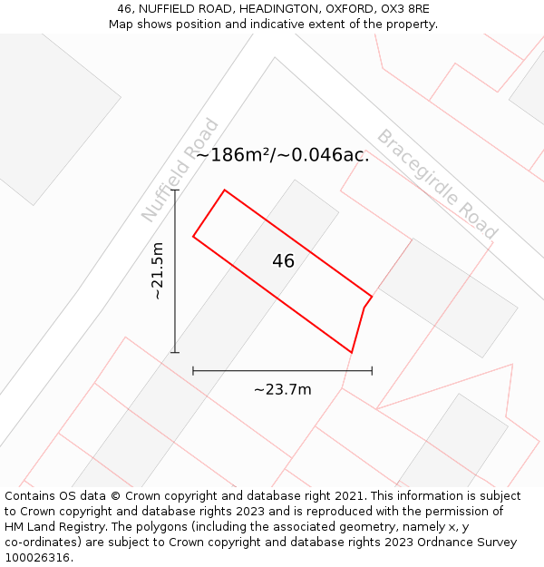 46, NUFFIELD ROAD, HEADINGTON, OXFORD, OX3 8RE: Plot and title map