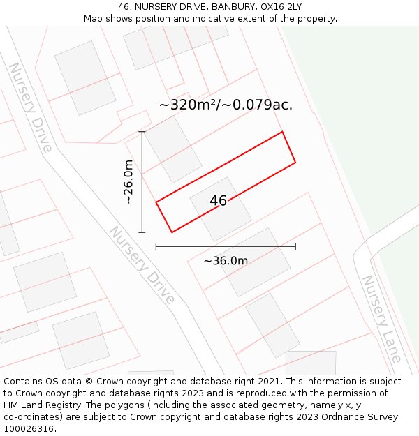 46, NURSERY DRIVE, BANBURY, OX16 2LY: Plot and title map