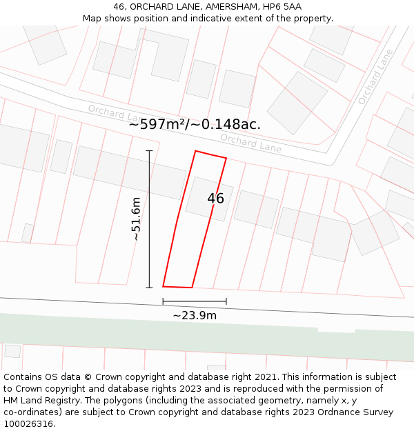 46, ORCHARD LANE, AMERSHAM, HP6 5AA: Plot and title map