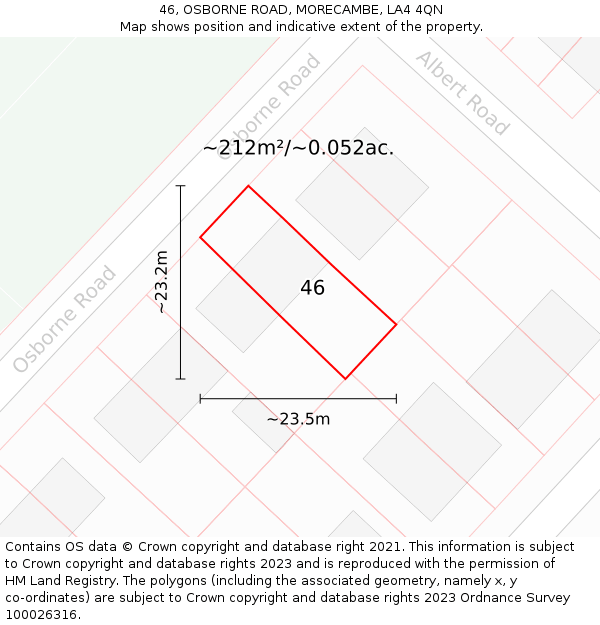 46, OSBORNE ROAD, MORECAMBE, LA4 4QN: Plot and title map