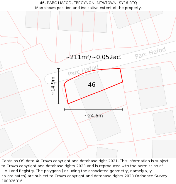 46, PARC HAFOD, TREGYNON, NEWTOWN, SY16 3EQ: Plot and title map