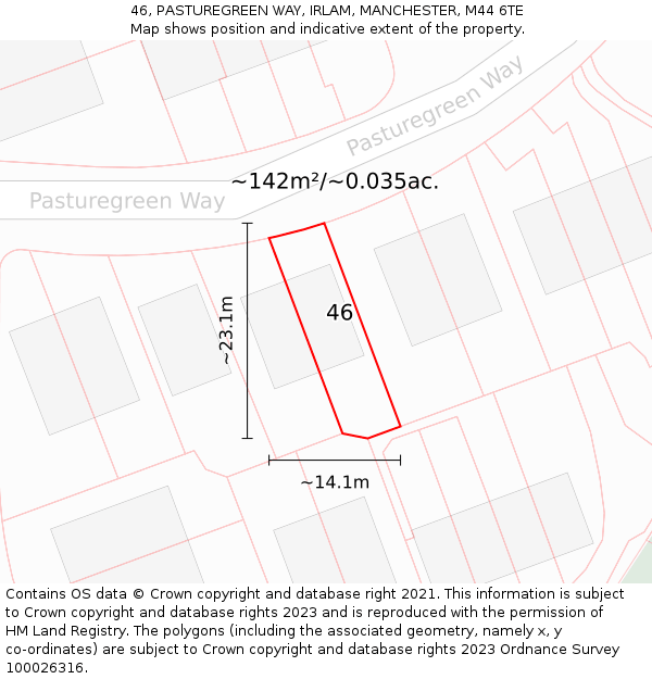 46, PASTUREGREEN WAY, IRLAM, MANCHESTER, M44 6TE: Plot and title map