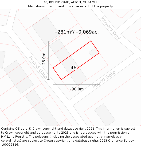 46, POUND GATE, ALTON, GU34 2HL: Plot and title map