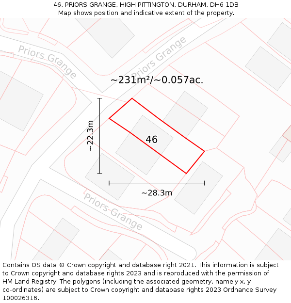 46, PRIORS GRANGE, HIGH PITTINGTON, DURHAM, DH6 1DB: Plot and title map