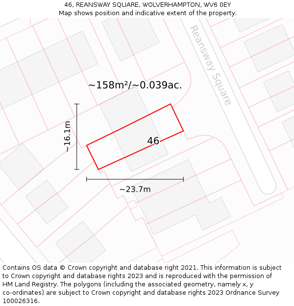 46, REANSWAY SQUARE, WOLVERHAMPTON, WV6 0EY: Plot and title map