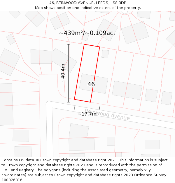 46, REINWOOD AVENUE, LEEDS, LS8 3DP: Plot and title map