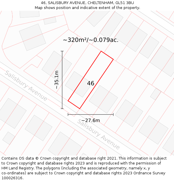 46, SALISBURY AVENUE, CHELTENHAM, GL51 3BU: Plot and title map