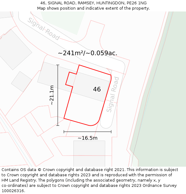 46, SIGNAL ROAD, RAMSEY, HUNTINGDON, PE26 1NG: Plot and title map