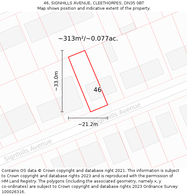 46, SIGNHILLS AVENUE, CLEETHORPES, DN35 0BT: Plot and title map