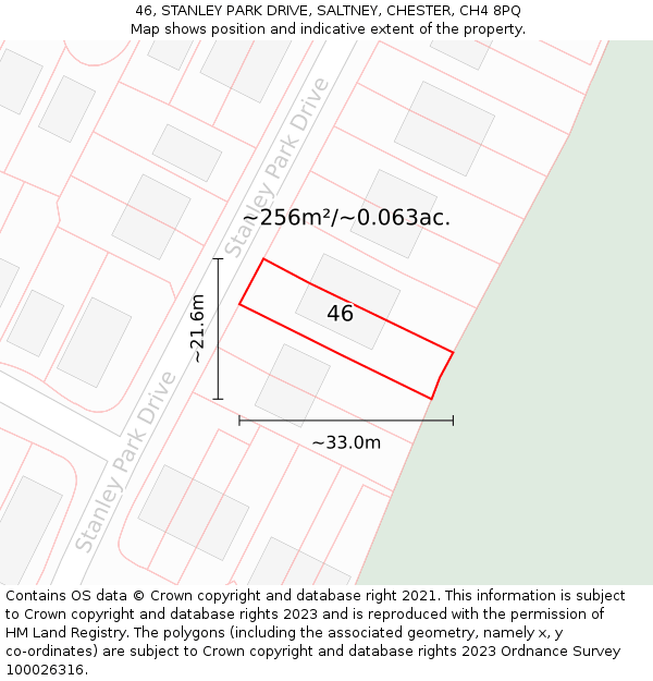 46, STANLEY PARK DRIVE, SALTNEY, CHESTER, CH4 8PQ: Plot and title map
