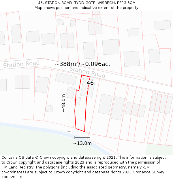 46, STATION ROAD, TYDD GOTE, WISBECH, PE13 5QA: Plot and title map