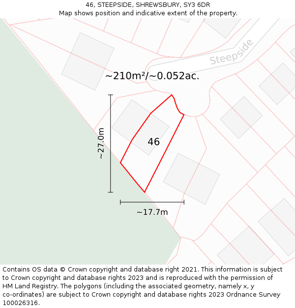 46, STEEPSIDE, SHREWSBURY, SY3 6DR: Plot and title map